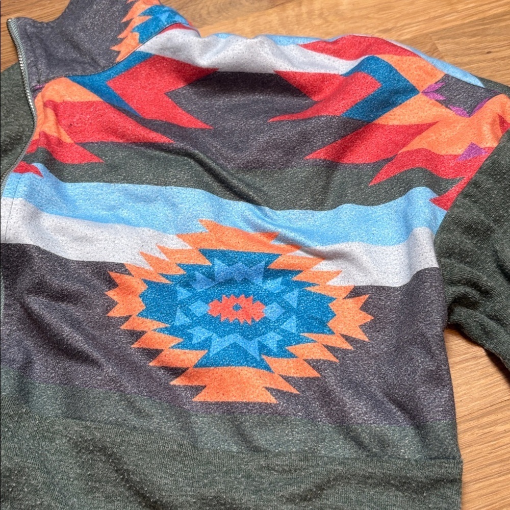 Southwest Inspired Multicolor Long Sleeve Quarter-Zip Pullover Women’s M - Picture 10 of 11